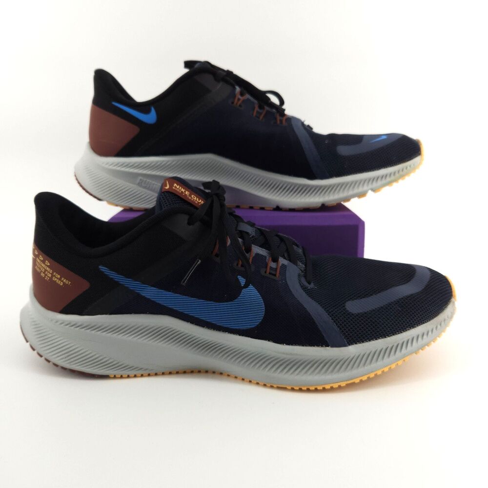 Nike Quest 4 Shoes Men Size 13 DA1105-400 Black Blue Gold